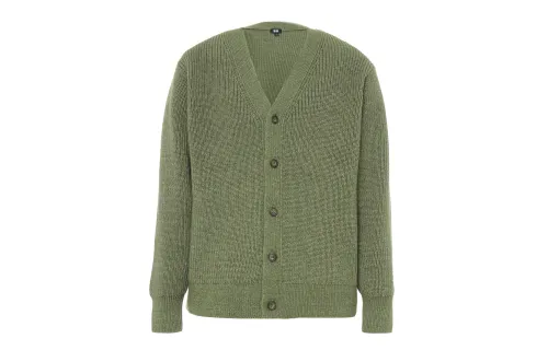 UNIQLO Knitwear Men's Olive V Neck Moderate Cardigan