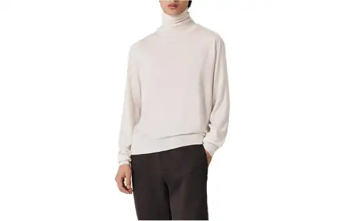HERMES Cashmere Sweaters Men's White Turtleneck Moderate Other