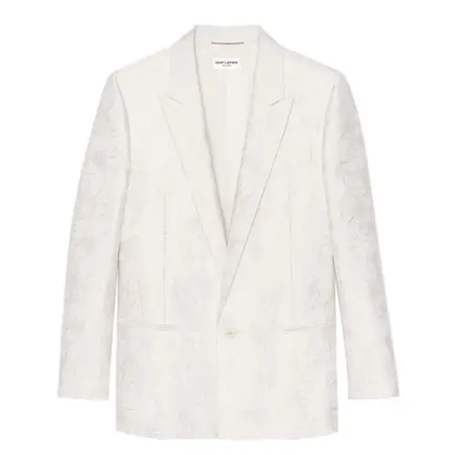 SAINT LAURENT Jackets Men's Ivory White Lapel Moderate Other