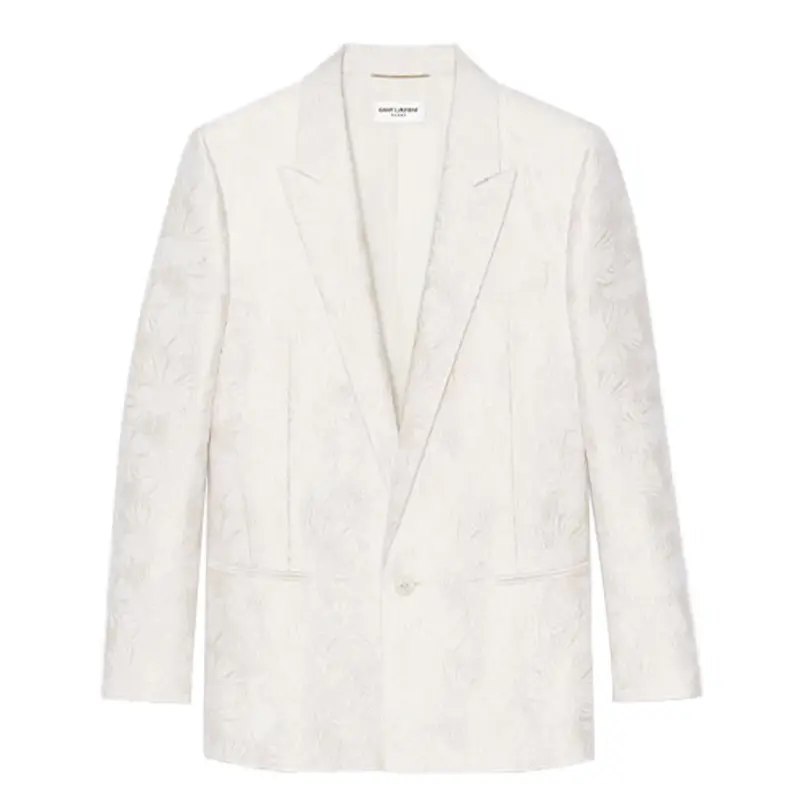SAINT LAURENT Jackets Men's Ivory White Lapel Moderate Other