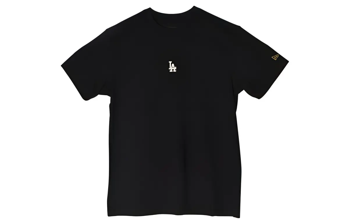 New Era T-Shirts Unisex Black Crew Neck Moderate