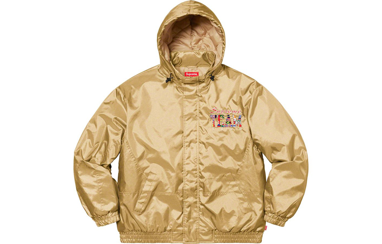 Куртка Supreme Team Puffy Jacket (черно-белая с принтом) — фото 10