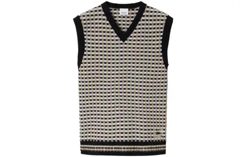 Burberry Tank Tops Men's Beige V Neck Moderate Straight Fit