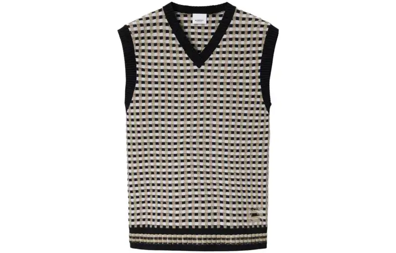 Burberry Tank Tops Men's Beige V Neck Moderate Straight Fit