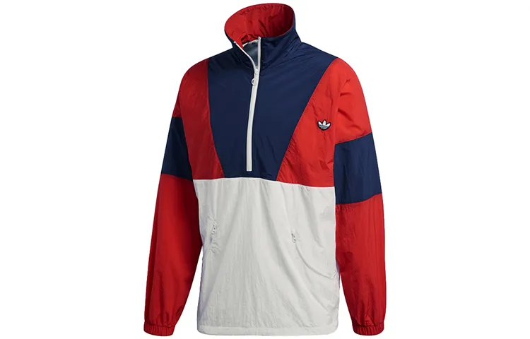 Adidas Originals Jackets Men's Bright Red Stand Collar Moderate Straight Fit