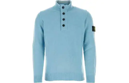 STONE ISLAND Knitwear Men's Blue Stand Collar Moderate Other