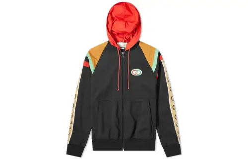 GUCCI Gg Patch Web Stripe Hooded Bomber Jacket