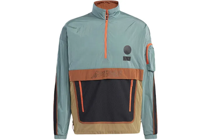 Adidas Jackets Men's Yellow Green Stand Collar Moderate Workwear
