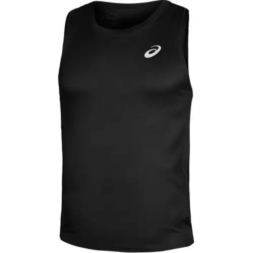 ASICS SILVER Tank Tops Men's Black Crew Neck Moderate Straight Fit