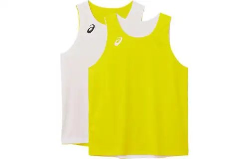 ASICS Tank Tops Men's Yellow Crew Neck Moderate Straight Fit