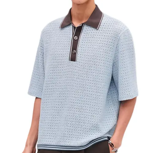 HERMES Polo Shirt Men's Ice Blue