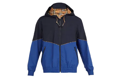 Burberry Jackets Men's Marine Blue Hooded Moderate Other