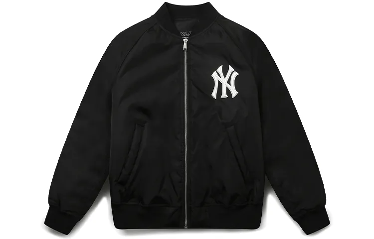 MLB Basic Logo Jackets Unisex Black Baseball Collar Moderate