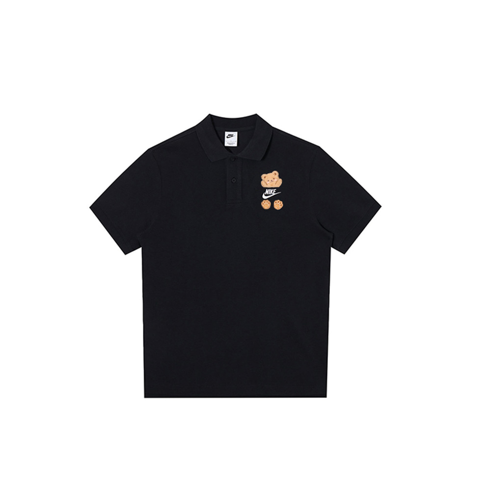 Nike, uniform, design black polo, custom-made, with little bears, print, with short sleeve