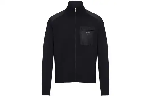 PRADA Jackets Men's Black Stand Collar Moderate Other