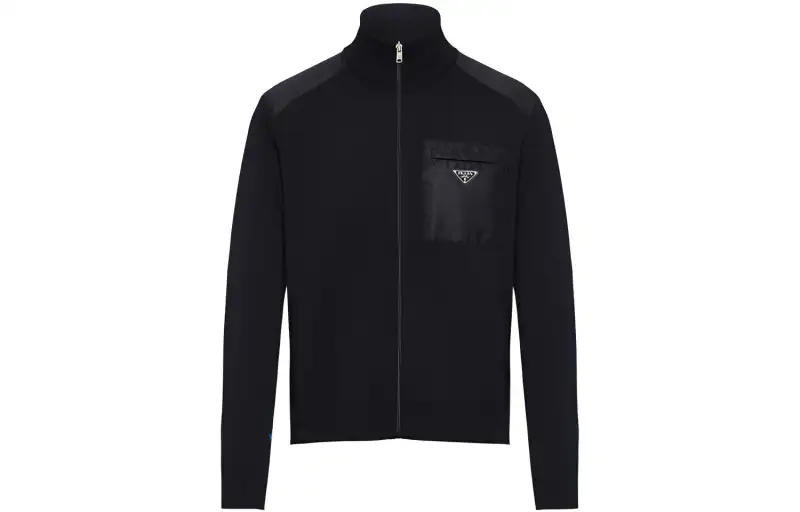 PRADA Jackets Men's Black Stand Collar Moderate Other