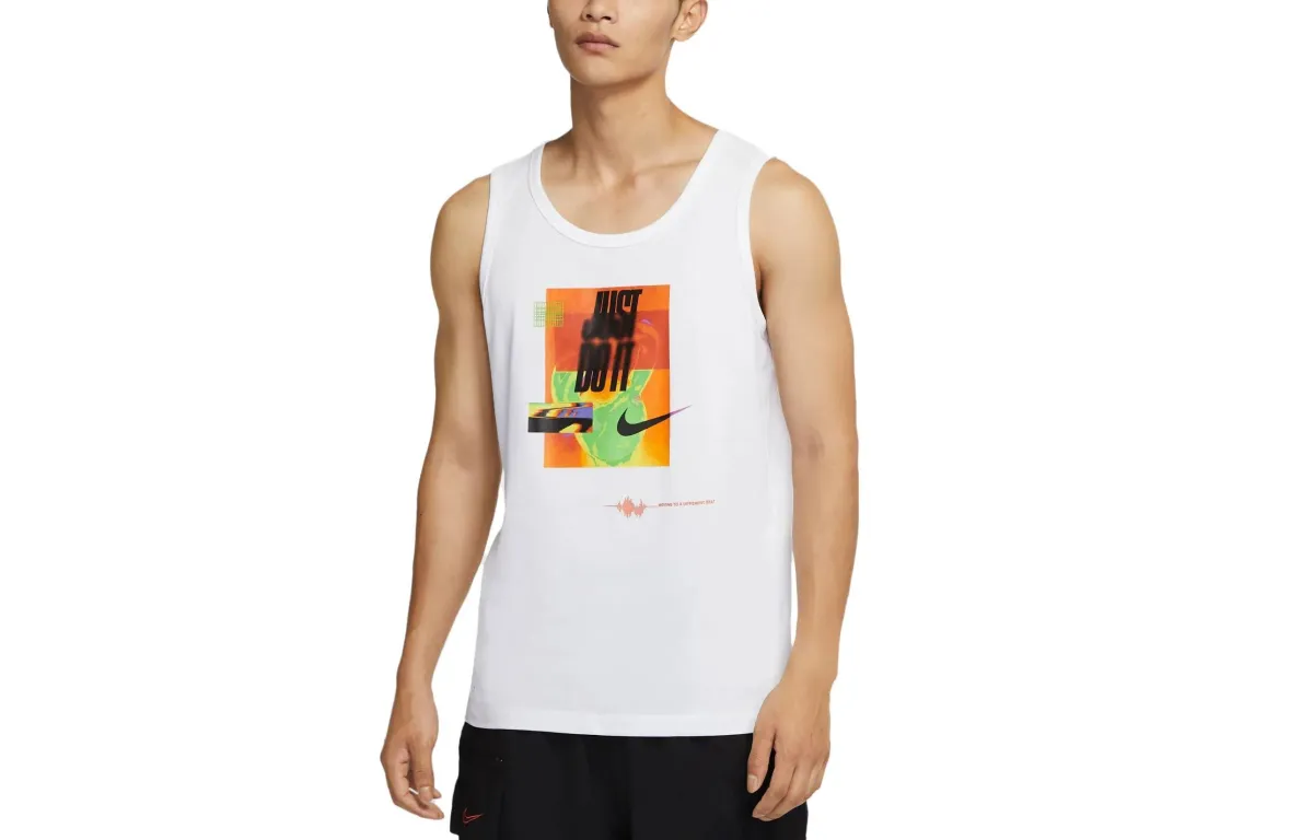 Nike Tank Tops Men's White Crew Neck Moderate Other
