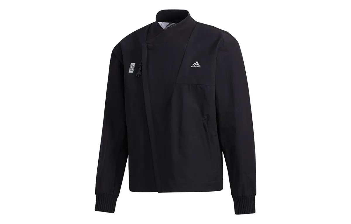 Adidas Jackets Men's Black V-neck Moderate Straight Fit
