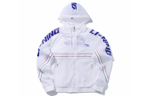 Li Ning Jackets Men's White Hooded Moderate Soft Shell
