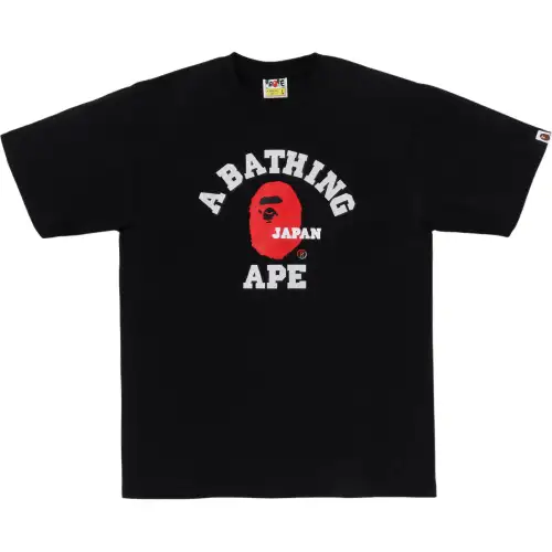 A BATHING APE Comfortable Japanese red short sleeve T-shirt with a round collar for men and women, print