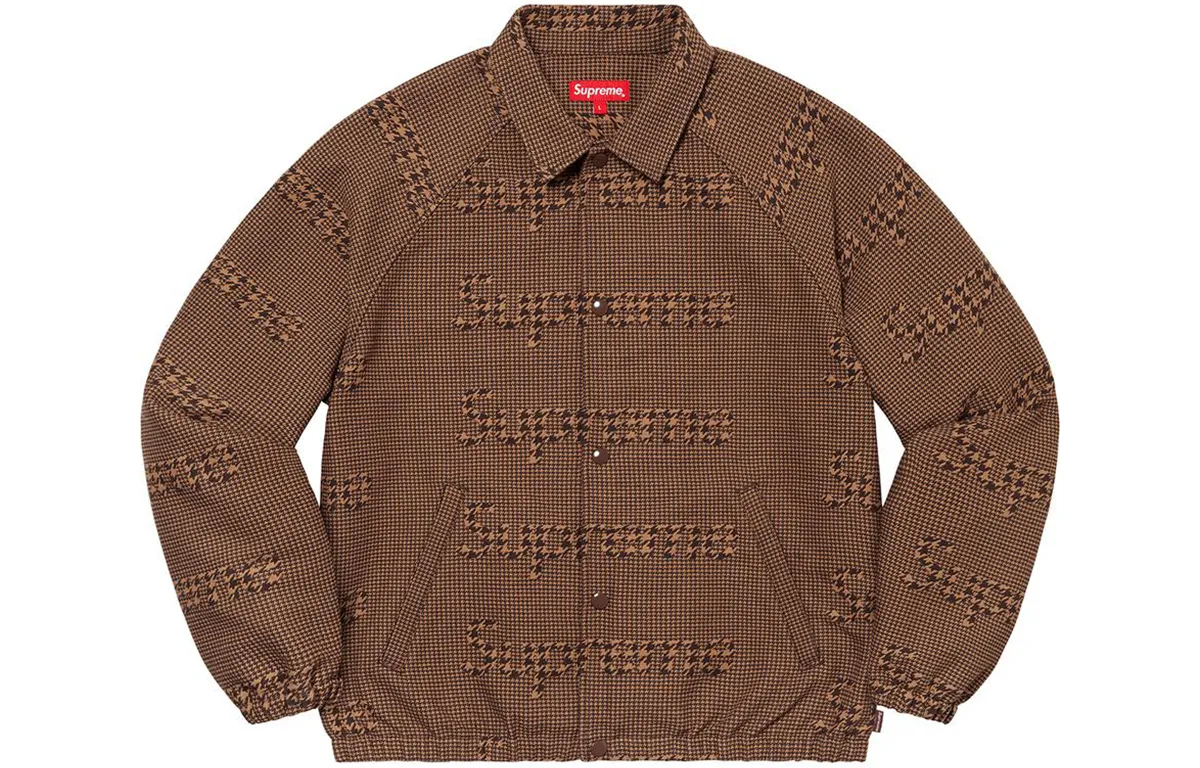 Supreme Houndstooth Logos Snap Front Jacket