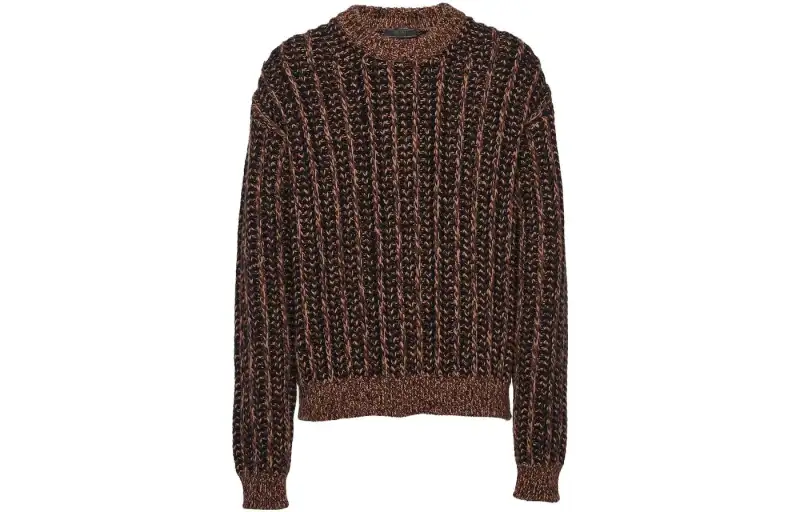 PRADA Sweaters Men's Camel Brown Crew Neck Moderate Other