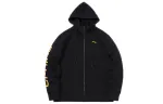 Li Ning Sports Fashion Collection Logo Print Fleece Lined Thermal Hooded Zippers Jacket Unisex New Standard Black