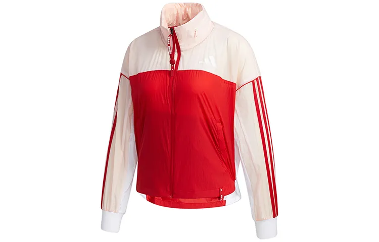 Adidas Jackets Women's Red Pink Patchwork Hooded Thin Other