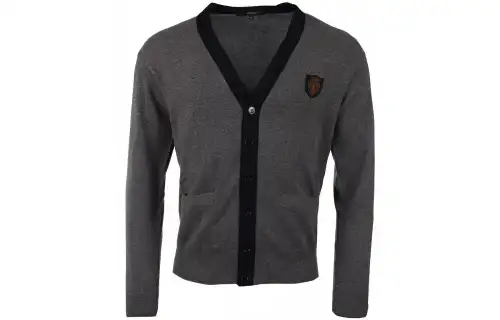 GUCCI Sweaters Men's Gray V Neck Moderate Cardigan