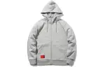 Li Ning Sports Fashion Collection Logo Fleece Lined Thermal Hooded Zippers Jacket Unisex Heather Gray