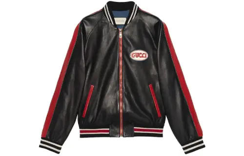 【Previous Season】Leather bomber with Gucci pool patch