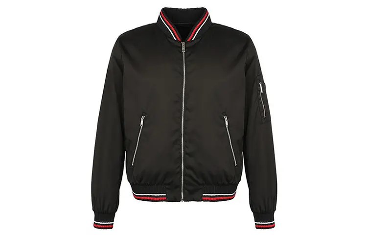 PRADA Jackets Men's Black Baseball Collar Moderate Other