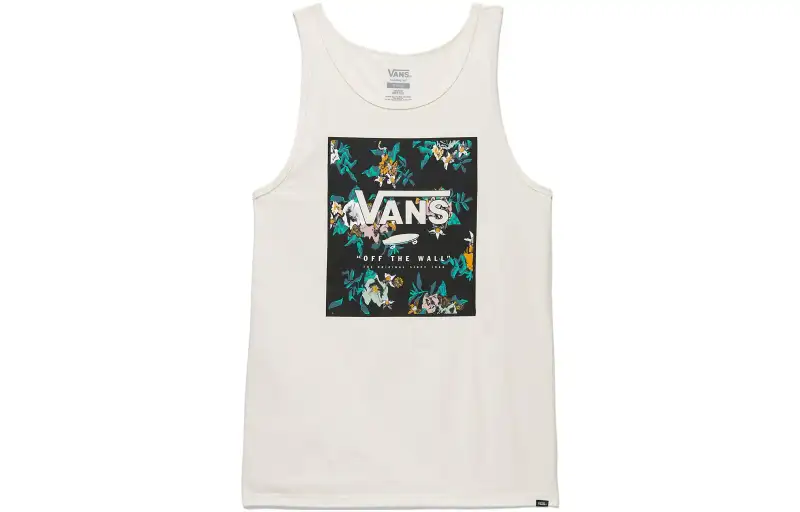 Vans Tank Tops Unisex White Crew Neck Moderate Straight Fit