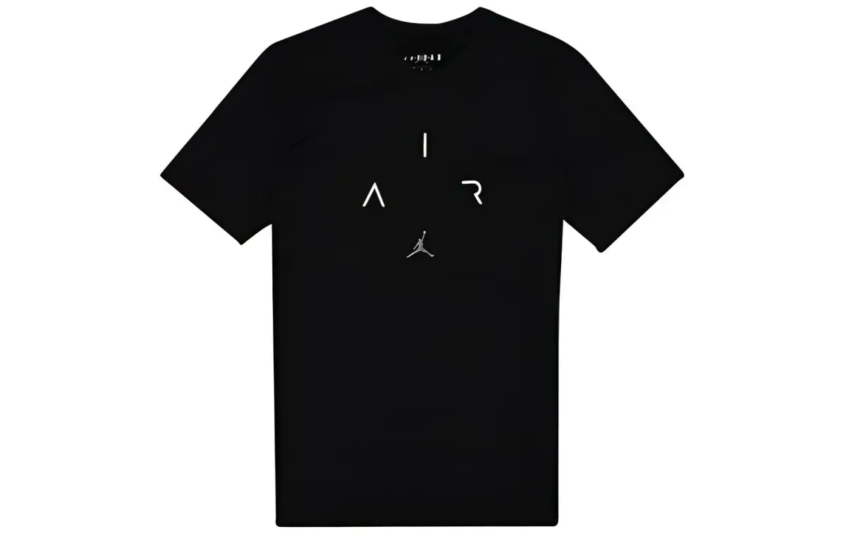 Jordan Air T-Shirts Men's Black Crew Neck Moderate Straight Fit