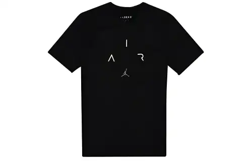 Jordan Air T Shirts Men's Black Crew Neck Moderate Straight Fit