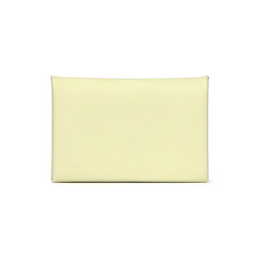 HERMES Calvi Epsom Leather Coin Purse, Wallet, Card Holder Women's Milton Yellow