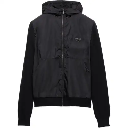 PRADA Gabardine Zip Up Hoodie