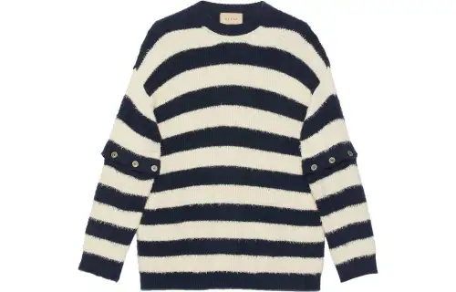 Gucci striped crew-neck brushed jumper