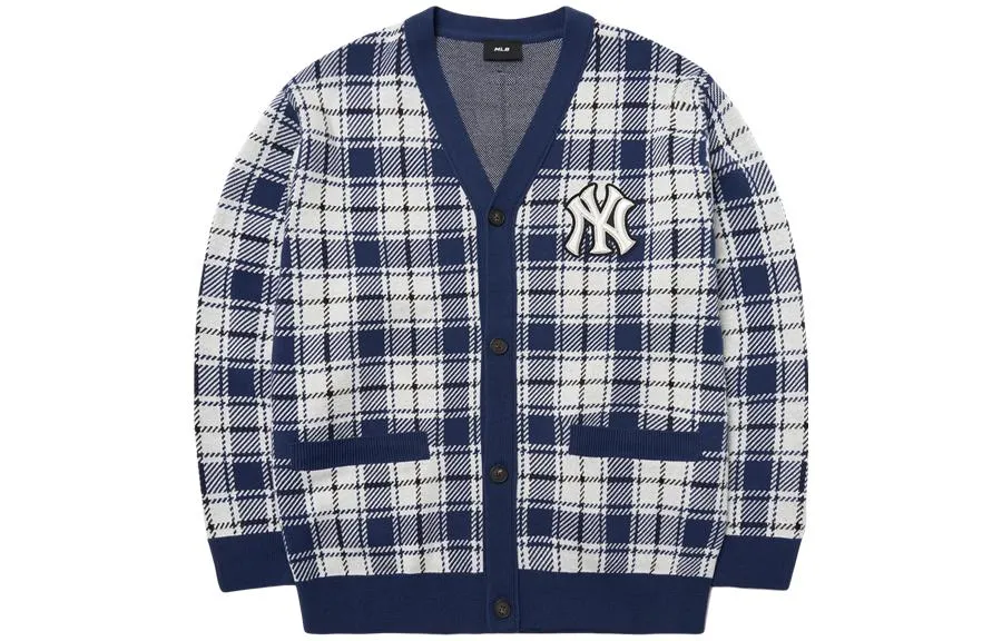 MLB New York Yankees Knitwear Unisex Navy Blue V-neck Moderate