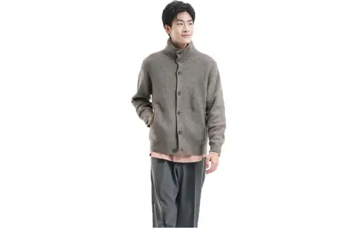 UNIQLO Knitwear Unisex Umber Turtleneck Moderate Cardigan