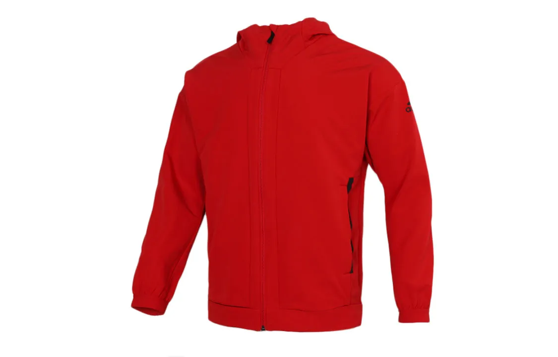 Adidas Jackets Men's Red Hooded (Non-detachable) Moderate Straight Fit