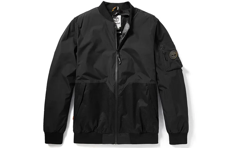 Timberland Jackets Men's Black Baseball Collar Moderate Straight Fit