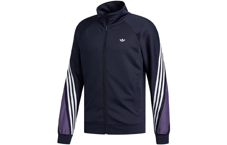 Adidas Originals Jackets Men's Navy Blue Stand Collar Moderate Workwear