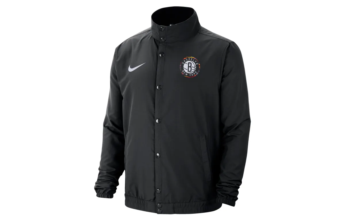 Nike Jackets Men's Black Stand Collar Moderate Straight Fit