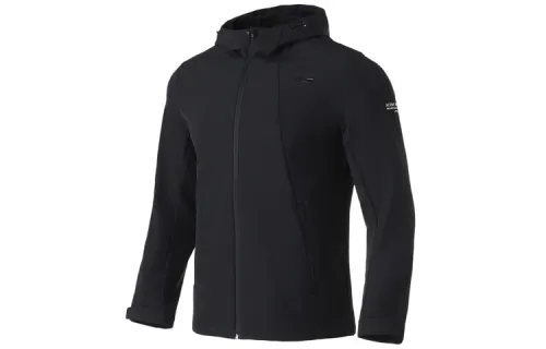 Li Ning Fleece Lined Slim Fit Sports Jacket Men's New Standard Black