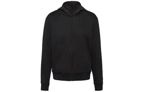 PRADA Jackets Men's Black Hooded Moderate Other