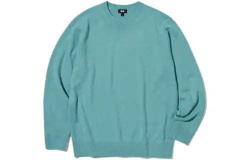UNIQLO Knitwear Men's Sky Blue Crew Neck Moderate Other