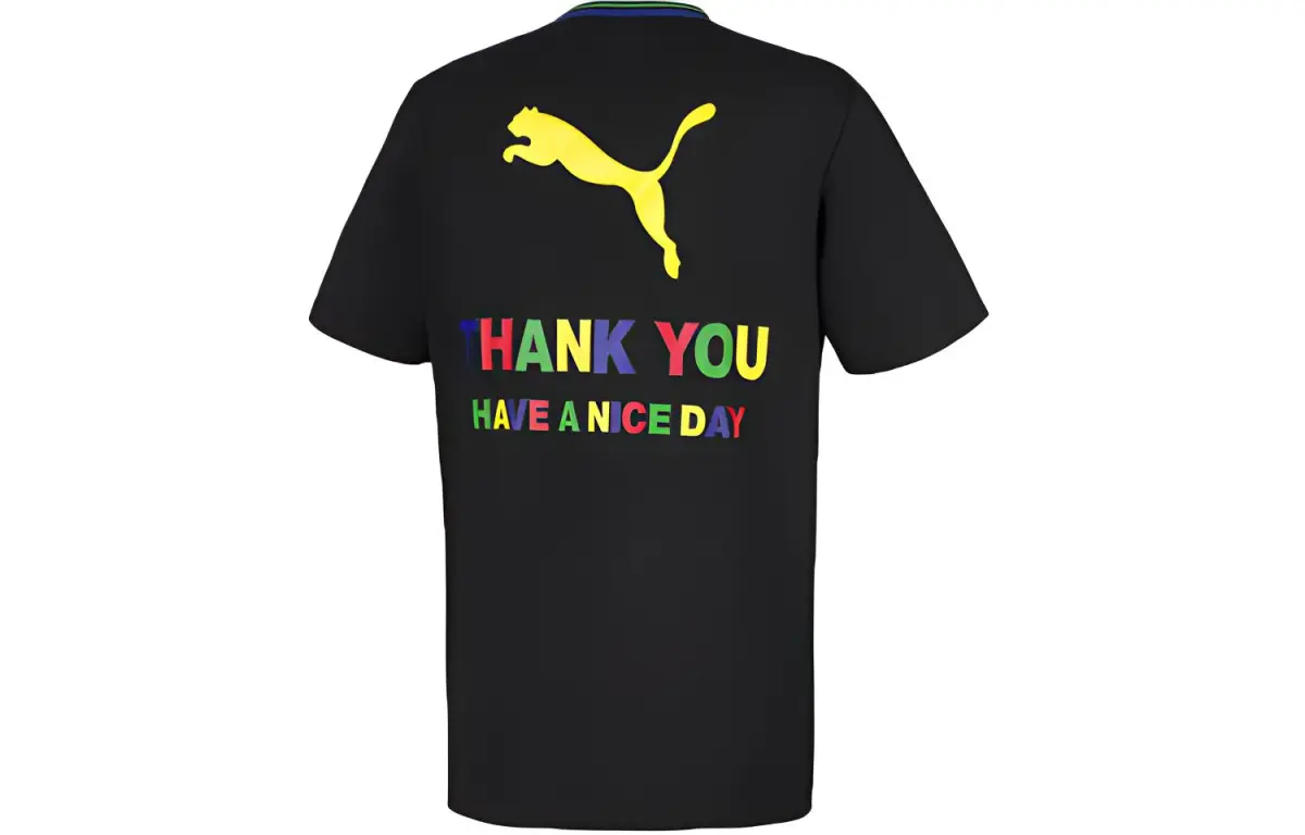 PUMA T-Shirts Men's Black Crew Neck Moderate Straight Fit