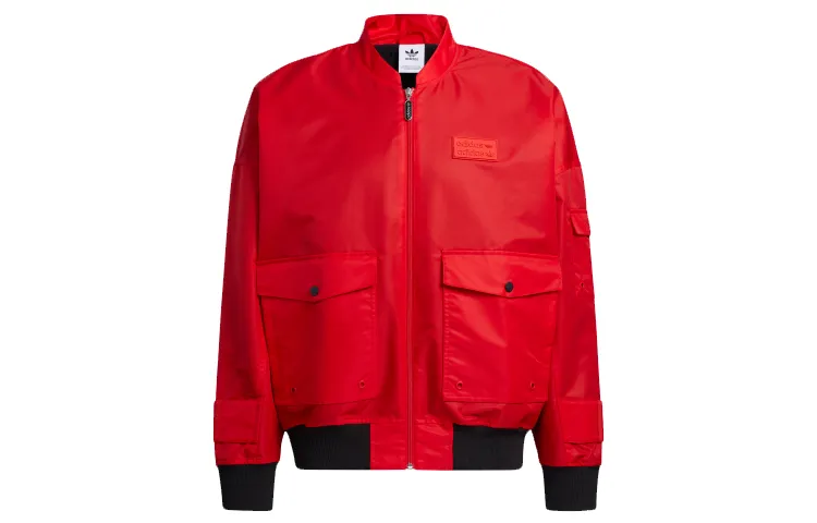 Adidas Originals Ryv Bomber Jackets Men's Light Scarlet Baseball Collar Moderate Pilot