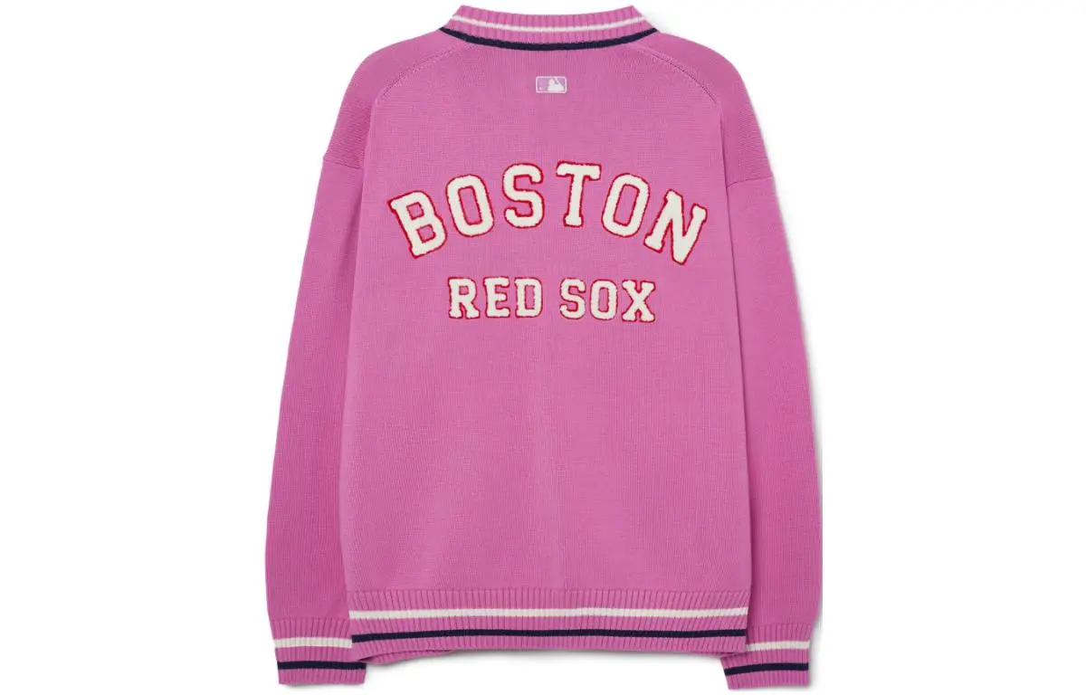 MLB Knitwear Unisex Pink V-neck Moderate Straight Fit